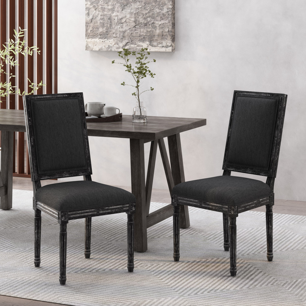 Amy French Country Wood Upholstered Dining Chair  Set of 2   French Country   Dining Chairs   by GDFStudio  Houzz