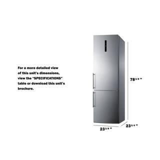 Summit Appliance 24 in. W 11.7 cu. ft. Bottom Freezer Refrigerator in Stainless Steel Counter Depth FFBF181ES2IM