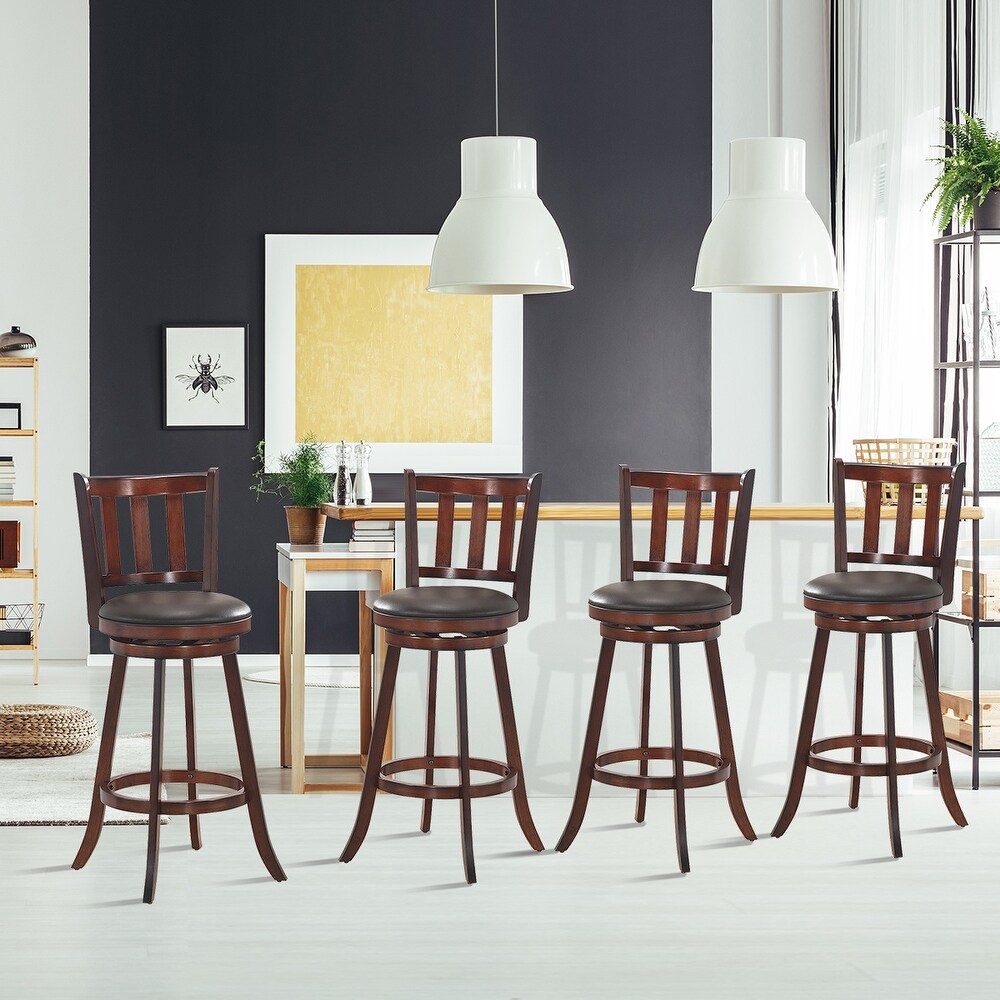 Costway Set of 4 29.5'' Swivel Bar stool Leather Padded Dining Kitchen