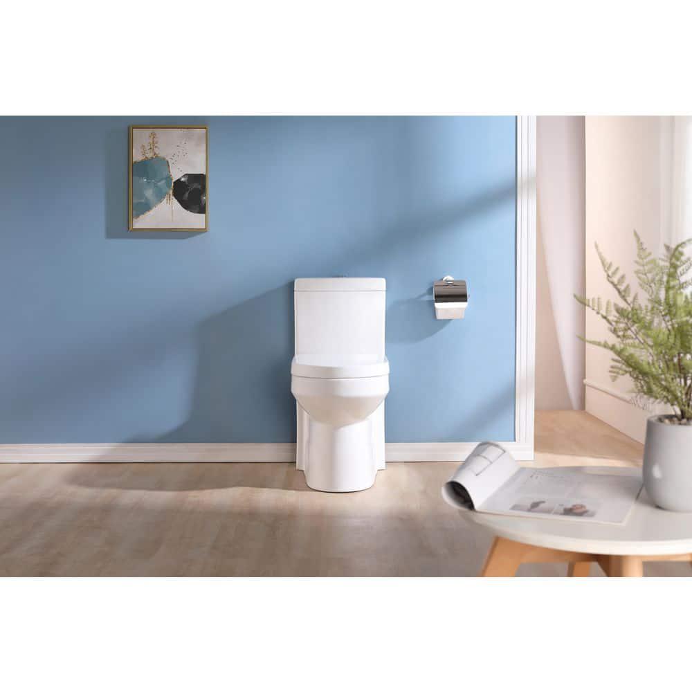 HOROW 10 in RoughIn 1piece 08128 GPF Dual Flush Round Toilet in White Seat Included