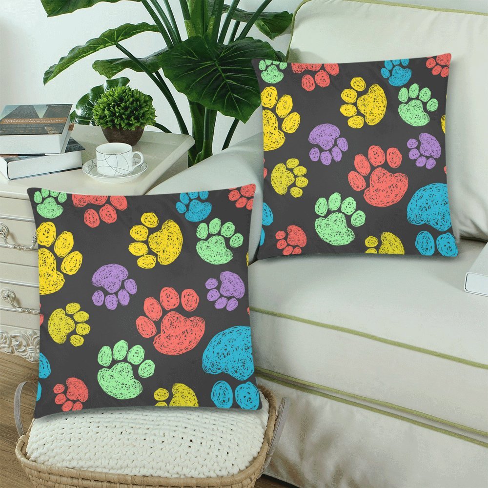 MKHERT Paw Print Throw Pillowcase Pillow Cover Cushion Couver 18x18 inch, Set of 2