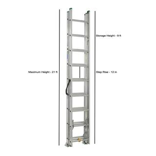 Werner 24 ft. Aluminum 3 Section Compact Extension Ladder with 225 lbs. Load Capacity Type II Duty Rating D1224-3