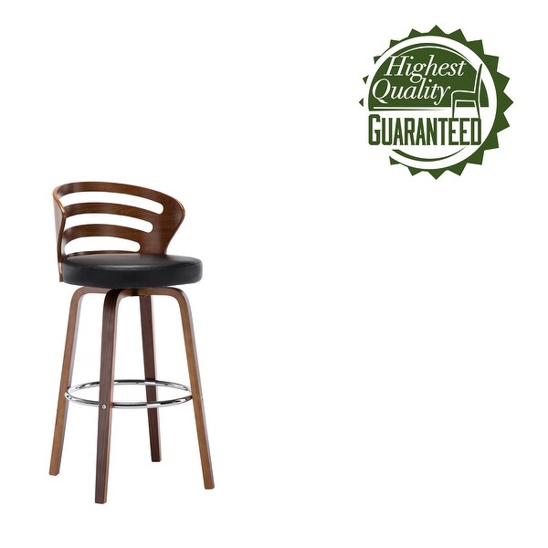 Porthos Home Cora Swivel Bar Stool - Beech Wood Legs and PU Leather Upholstery