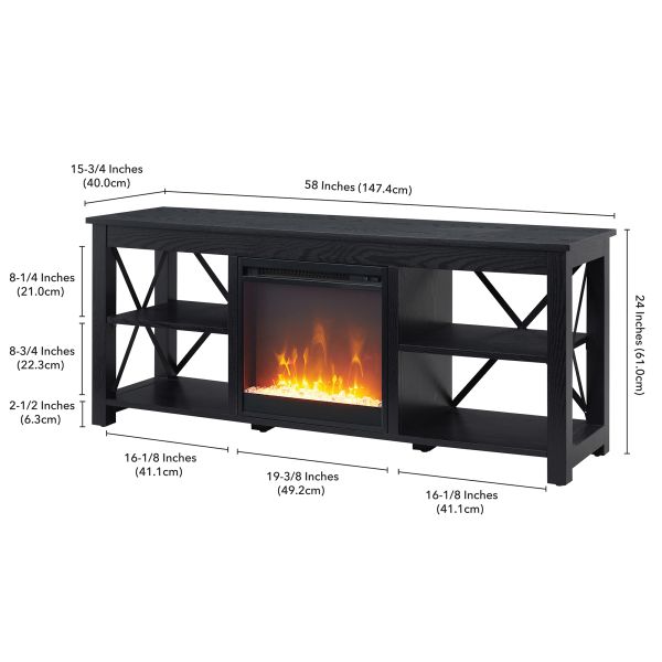 Sawyer Rectangular TV Stand with Crystal Fireplace for TV's up to 65