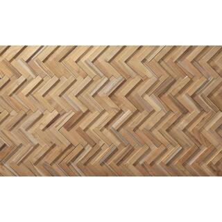 WALL!SUPPLY 0.59 in. x 7.09 in. x 14.76 in. UltraWood Teak Herringbone Jointless Wall Paneling (16-Pack) 22760130