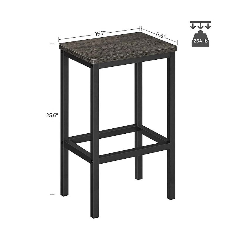 BreeBe Set of 2 Charcoal Gray and Black Bar Stools