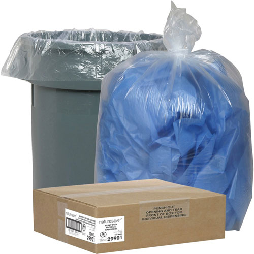 Nature Saver Trash Can Liners | Rcycld， 45 Gal， 1.5mil， 40