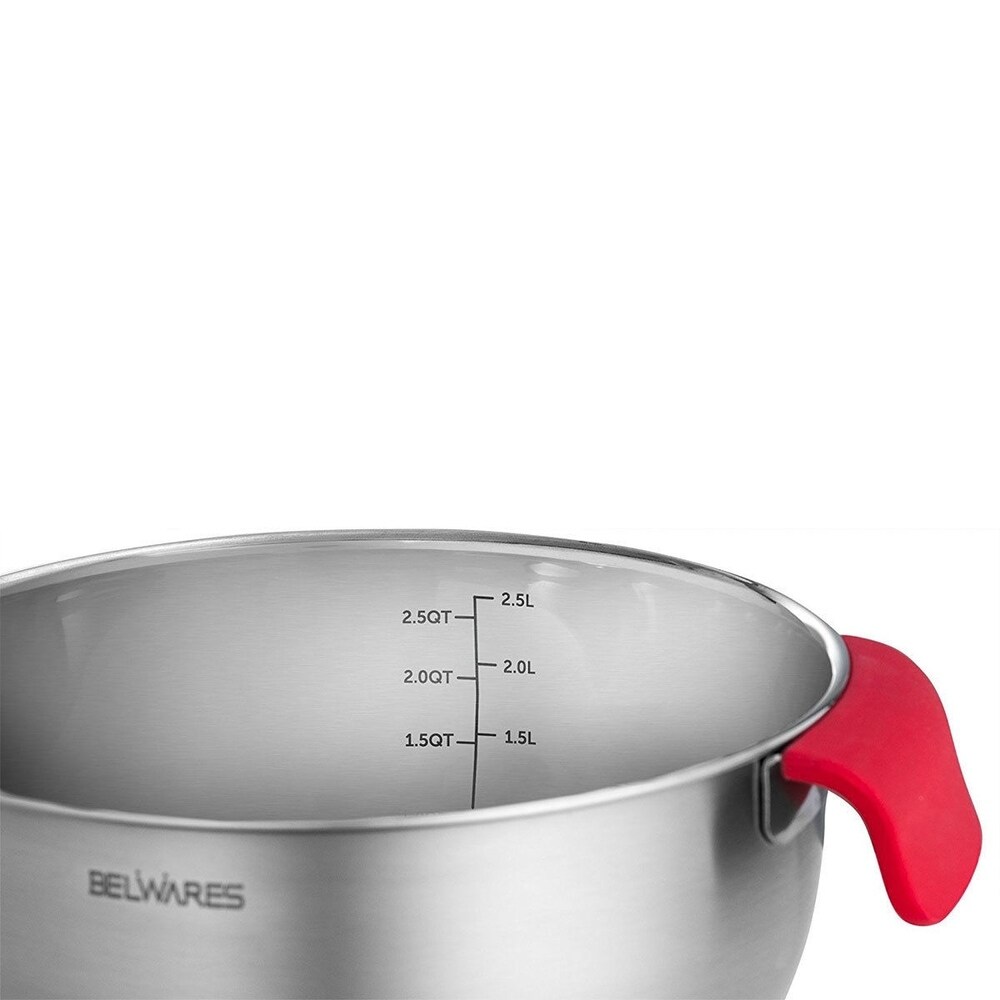 Belwares Stainless Steel Mixing Bowls w/ Airtight Lids   Non Slip Base