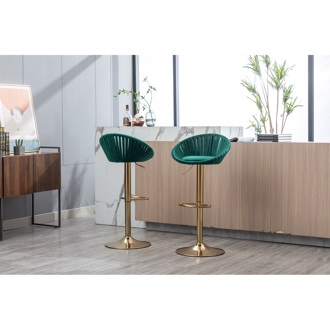 Kitchen Bar Chairs Velvet Bar Stools Set of 2 Barstools - 19.69 *18.11 *38.58