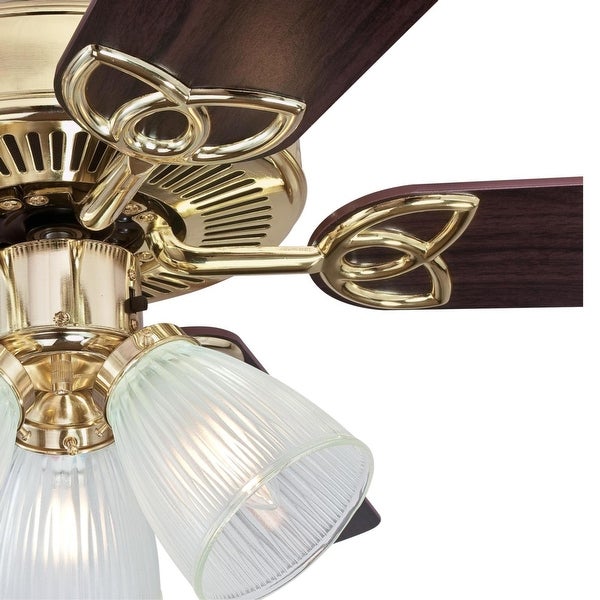 Westinghouse Lighting Vintage 52-Inch Indoor 5-Blade Ceiling Fan， Dimmable LED Light with Clear Ribbed Glass Shopping - The Best Deals on Ceiling Fans | 39655602