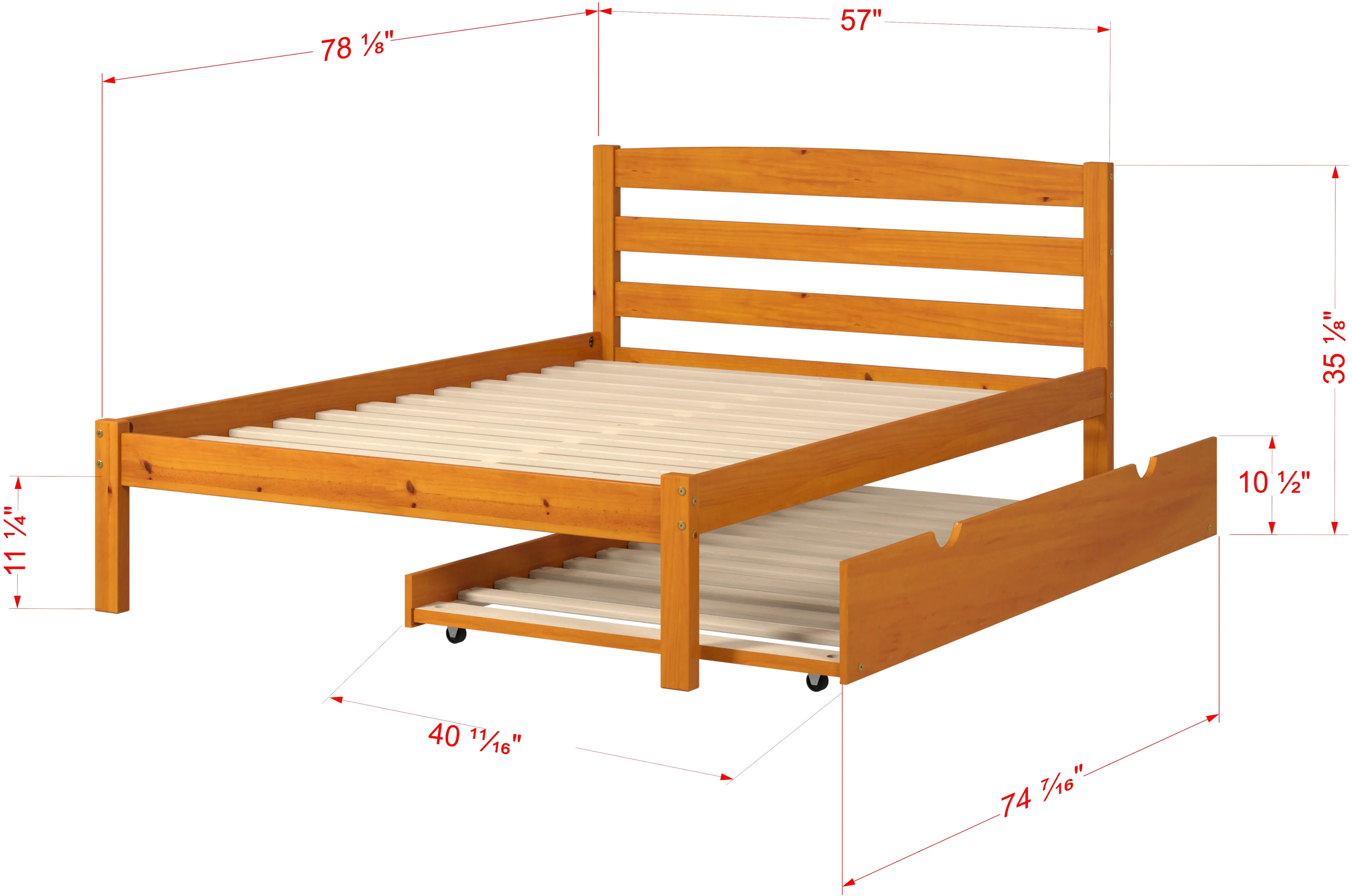 Econo Honey Full Bed with Trundle