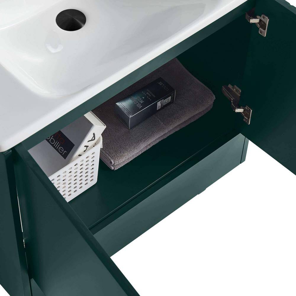 FINE FIXTURES Venezian 30 in. W x 18.11 in. D x 33 in. H Bathroom Vanity Side Cabinet in Green with White Ceramic Top VN30GN-VNHA1BL