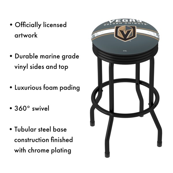 NHL Vegas Golden Knights 360 Degree Swivel Ribbed Barstool with Foam Padded Seat