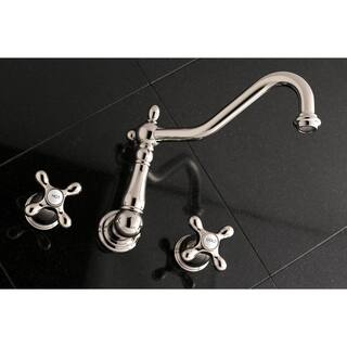 Kingston Brass Heritage 2-Handle Wall Mount Roman Tub Faucet in Polished Nickel HKS1026AX