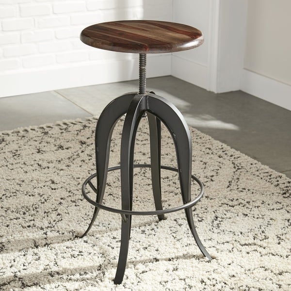 Seoni Russet Sheesham Wood Iron Adjustible-height Stool by Greyson Living