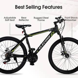 Afoxsos 24 in. GreenSteelAluminum Frame Mountain Bike Shimano 21-Speed with Dual Disc Brakes  Front Suspension for Teenagers HDMX1445