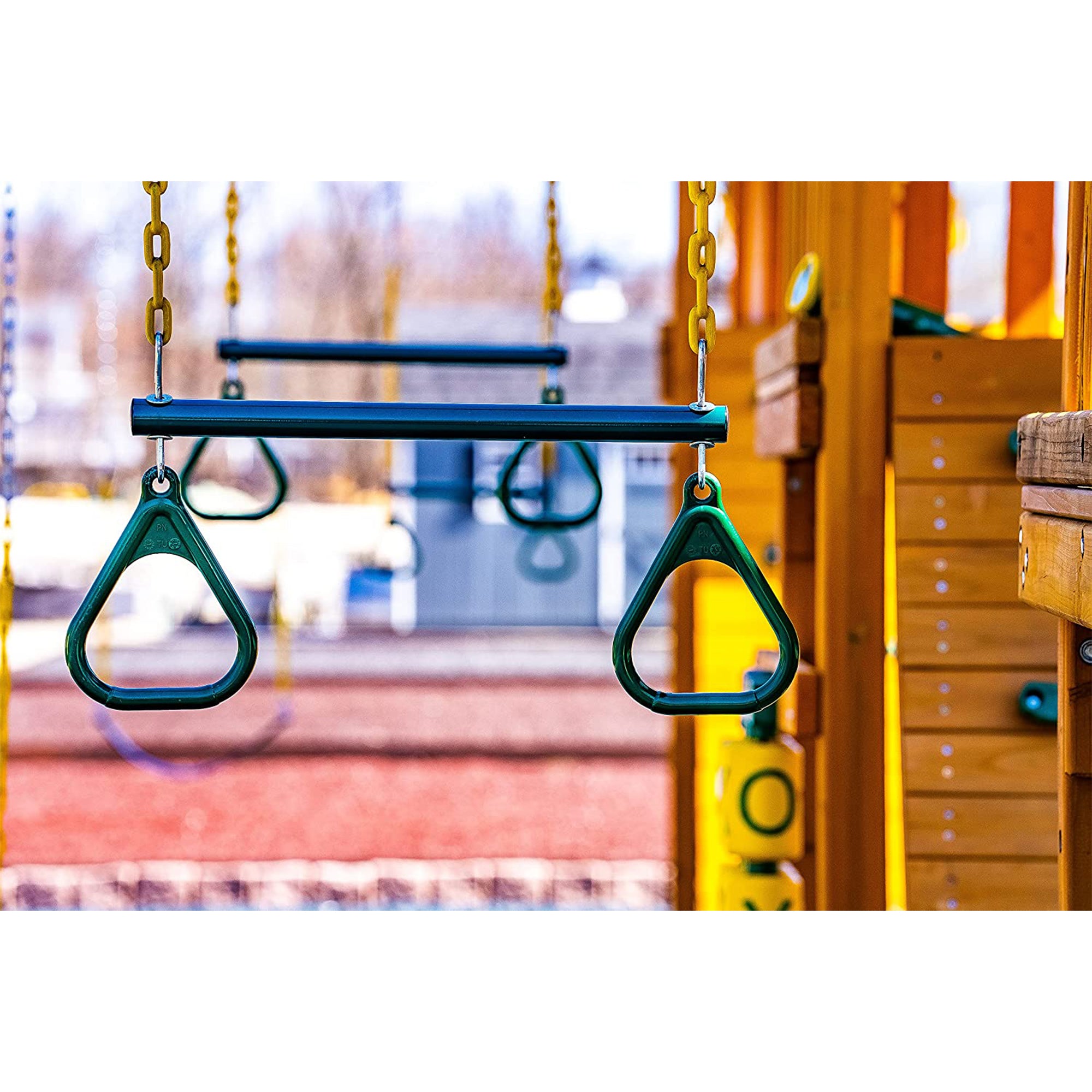 Eastern Jungle Gym Trapeze Bar and Gym Rings Combo with 43 Inch Chains