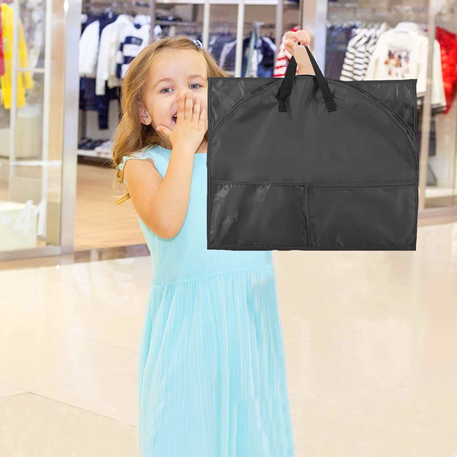 Waterproof Hanging Garment Bag,40 inch Garment Bags for Hanging Clothes,Garment Bags for Travel Storage,Dance Clothes Bag,Kids Garment Bag for Dance Costumes,Sports,Skating,Theatre,Beauty Pageants