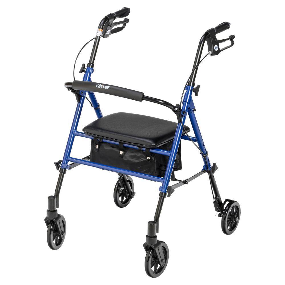 Drive Medical Adjustable Height Rollator Rolling Walker with 6 in. Wheels Blue rtl10261bl