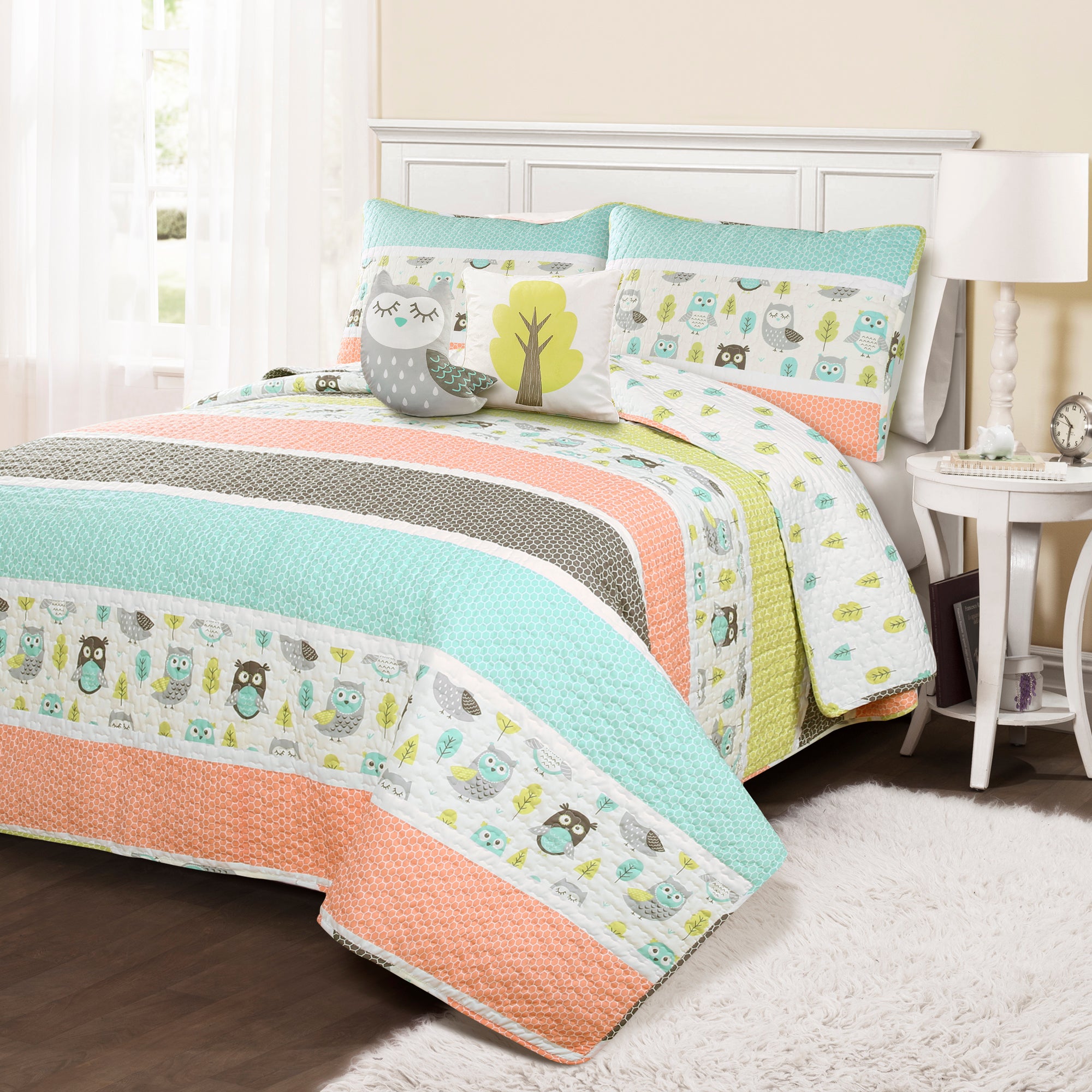 Owl Stripe Quilt Set