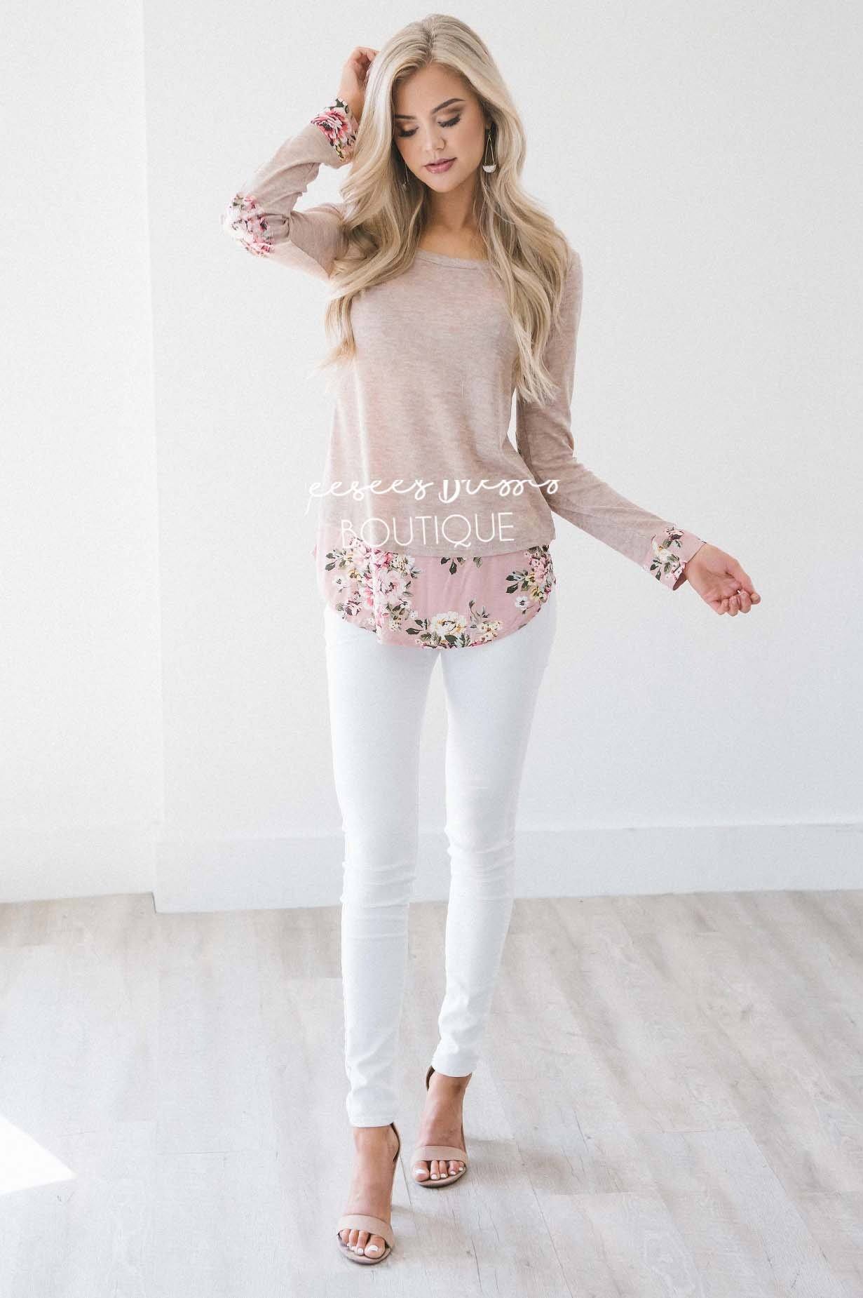 Pop of Floral Elbow Patch Sweater