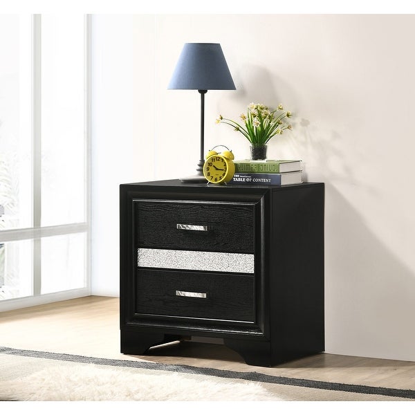 3 Drawers Wooden Nightstand With Hide Drawer Design in Black - - 34976215