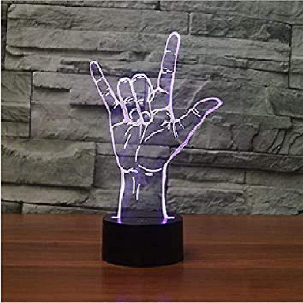 3d I Love You Sign Night Light Touch 7 Color Change Led Table Desk Lamp Acrylic Flat Abs Base Usb Charger Home Toy Brithday Xmas Kid Children Gift