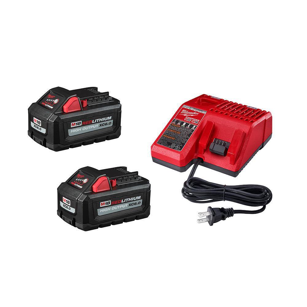 MW M18 18-Volt Lithium-Ion High Output Starter Kit with Two 6.0 Ah Battery and Charger 48-59-1862S