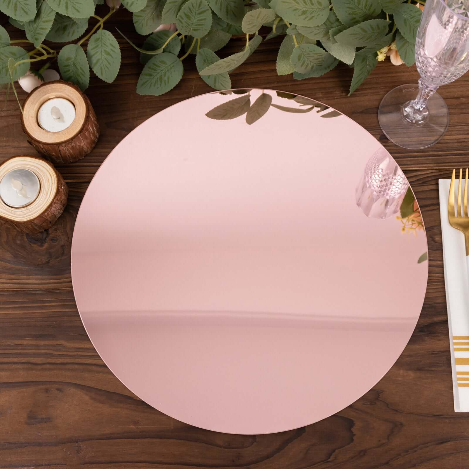 10 Pack Rose Gold Mirror Acrylic Charger Plates For Table Setting, Lightweight Round Decorative Dining Plate Chargers 13