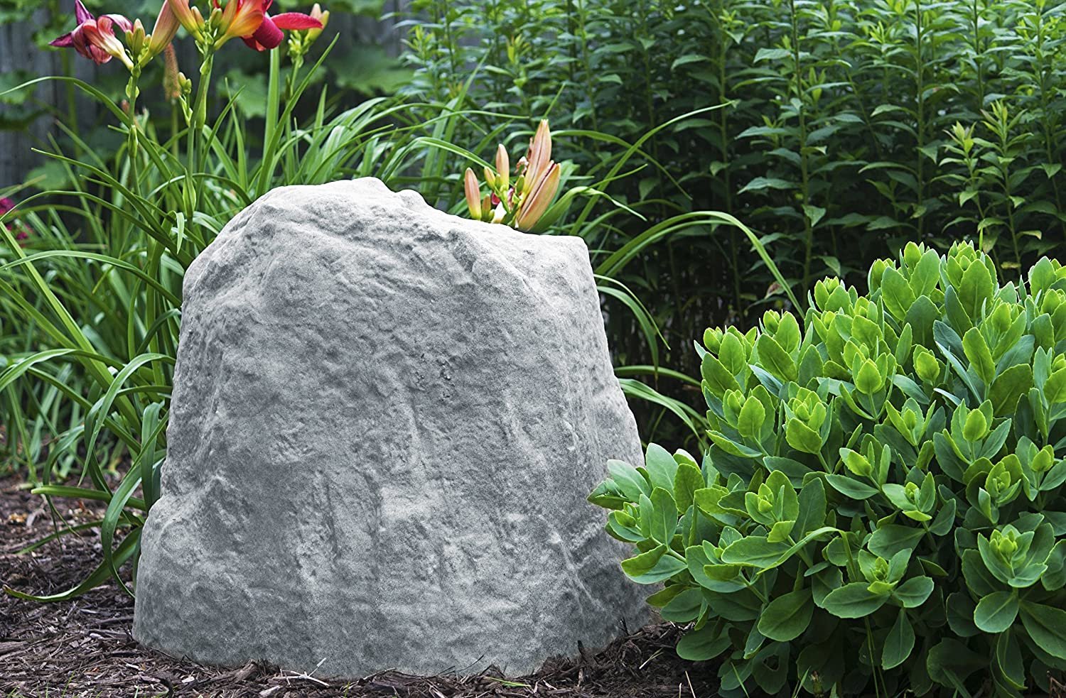 Emsco Group 2185 Natural Granite Appearance  Large  Lightweight  Easy to Install-20.5x25x18 Fake Landscape Rock