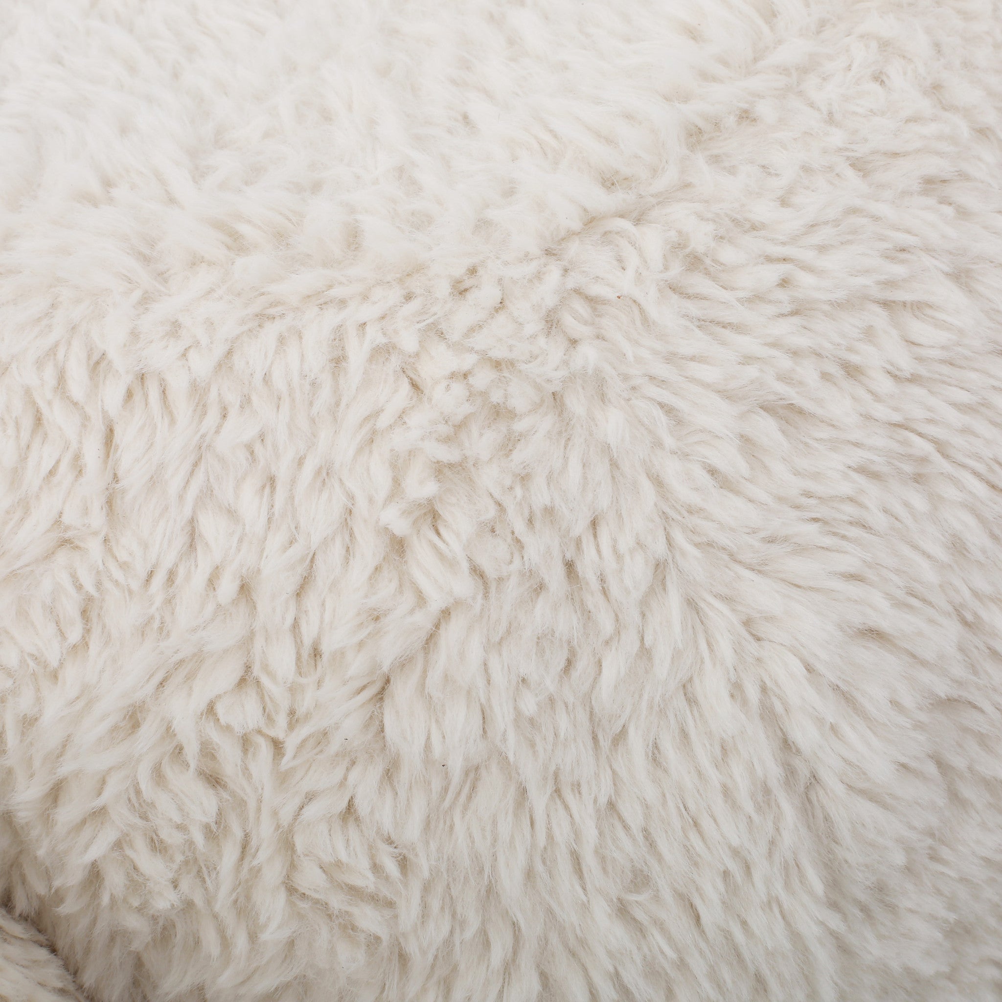 Pearcy Modern White Faux Fur Sheep Ottoman with Tapered Wood Legs