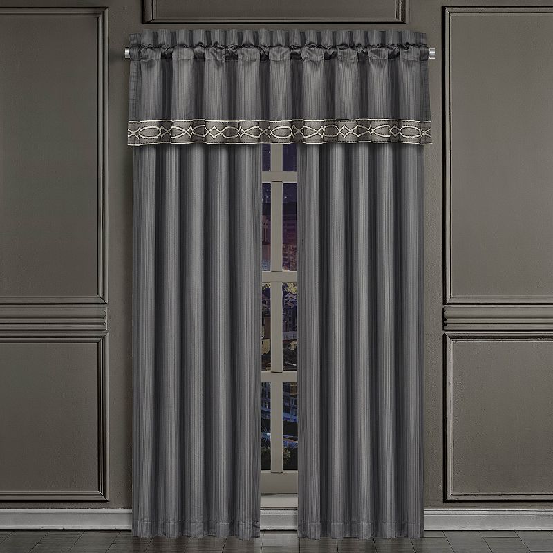 Five Queens Court Darwin Charcoal 84 Set of 2 Window Curtain Panels