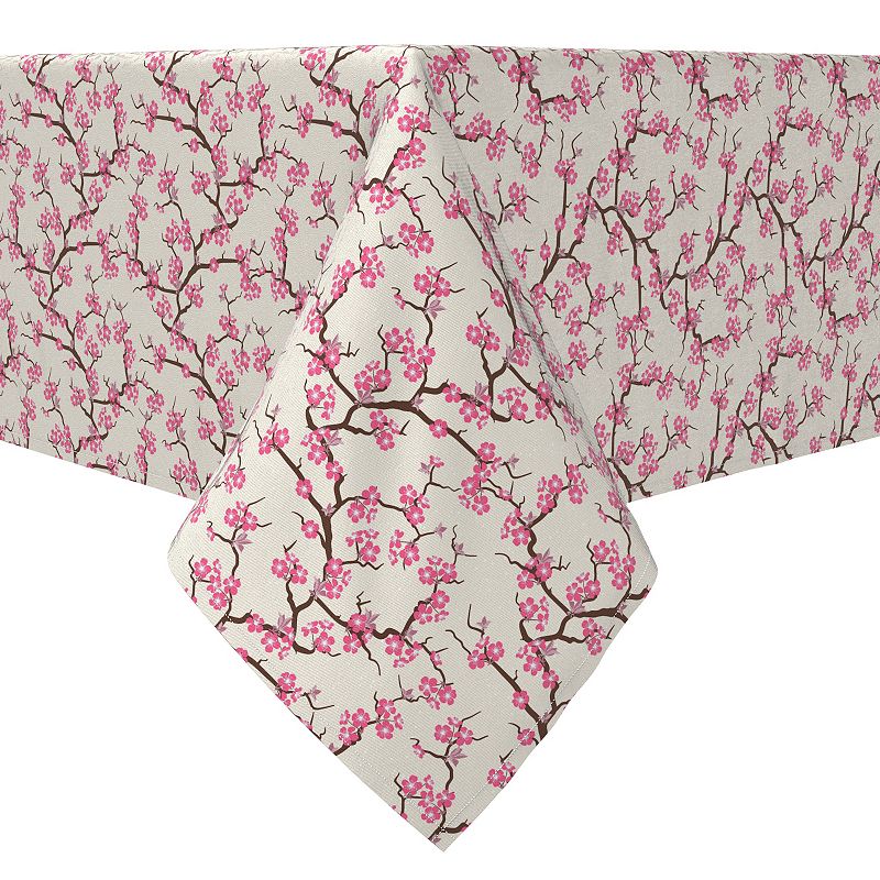 Square Tablecloth， 100% Cotton， 60x60， Pink Springtime Cherry Blossoms