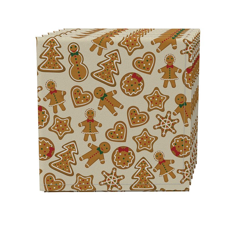 Napkin Set of 4， 100% Cotton， 20x20， Baking Gingerbread Cookies