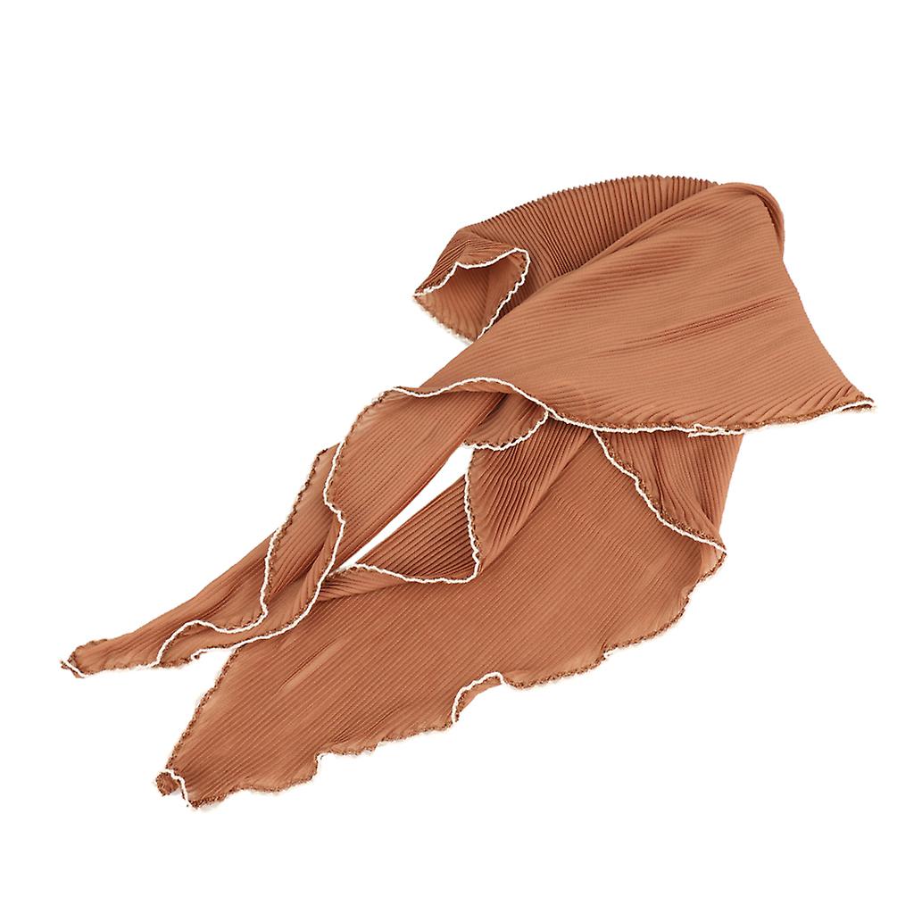 Women's Chiffon Triangle Scarf Goffered Elastic Cozy Scarves Solid Khaki