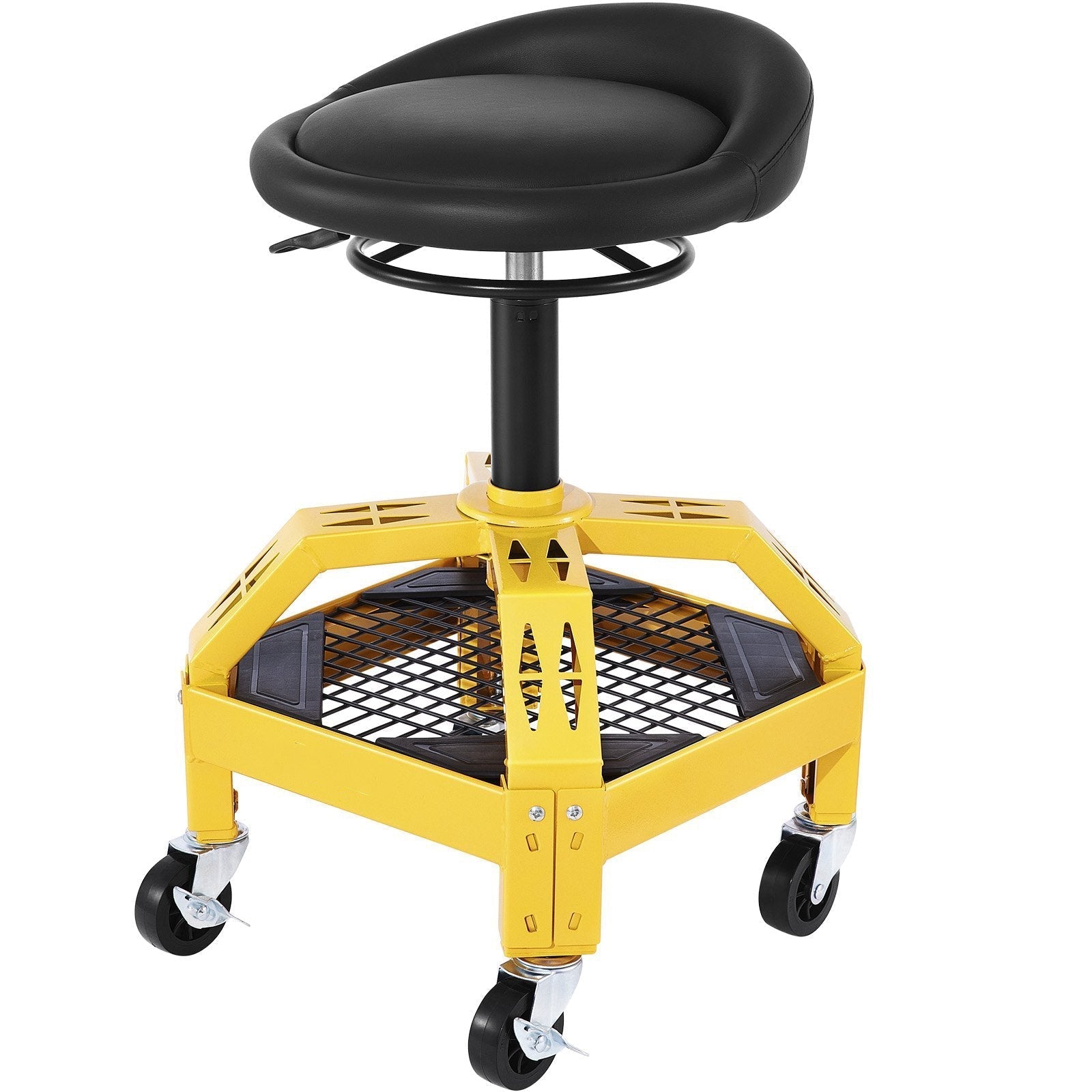 Heavy-Duty Rolling Garage Stool Adjustable Mechanic Stool W/ Casters