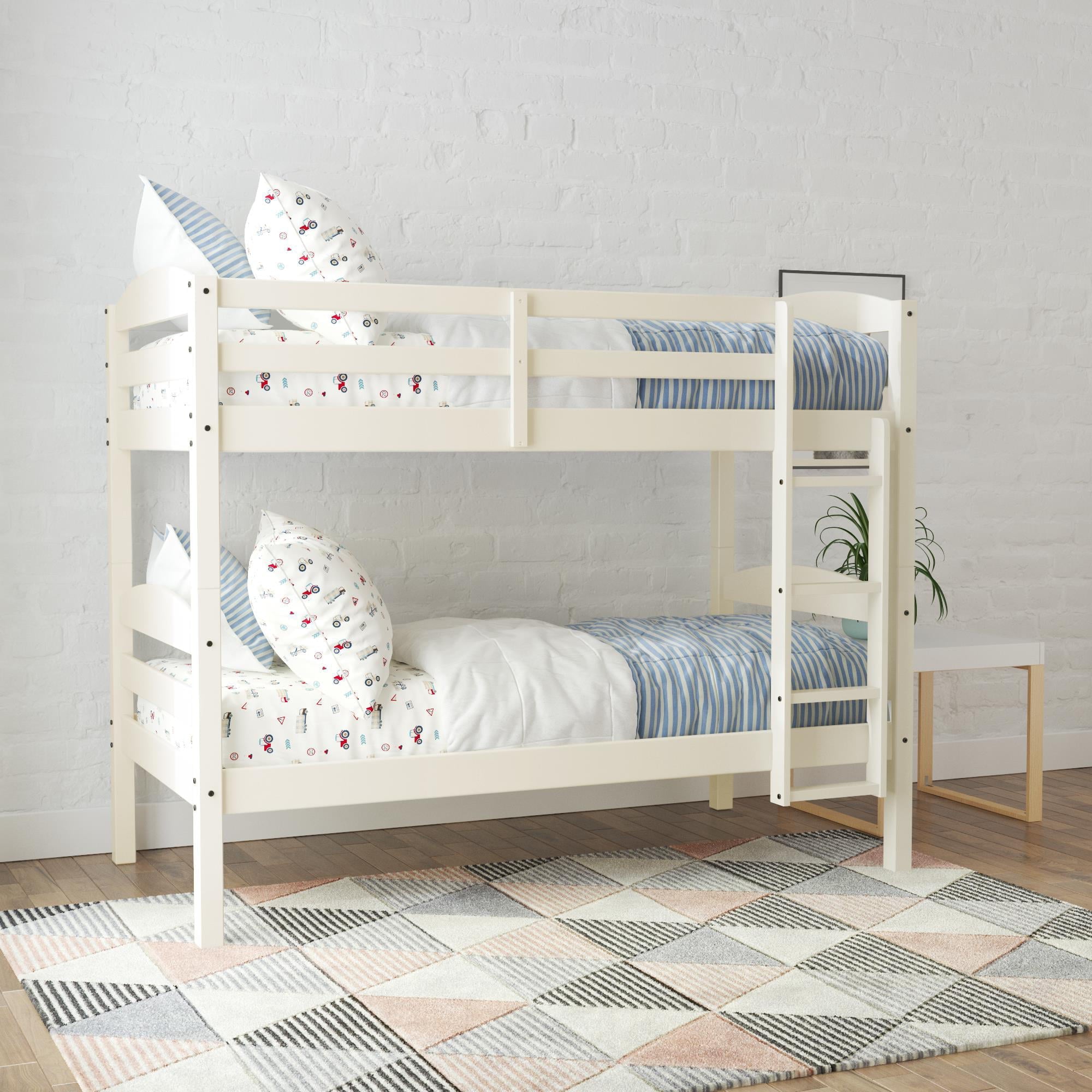 Better Homes & Gardens Leighton Solid Wood Twin-over-Twin Convertible Bunk Bed, White