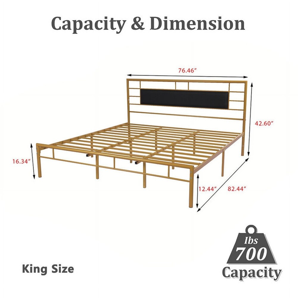 Goutwel Metal Platform Bed Frame with Headboard and Footboard