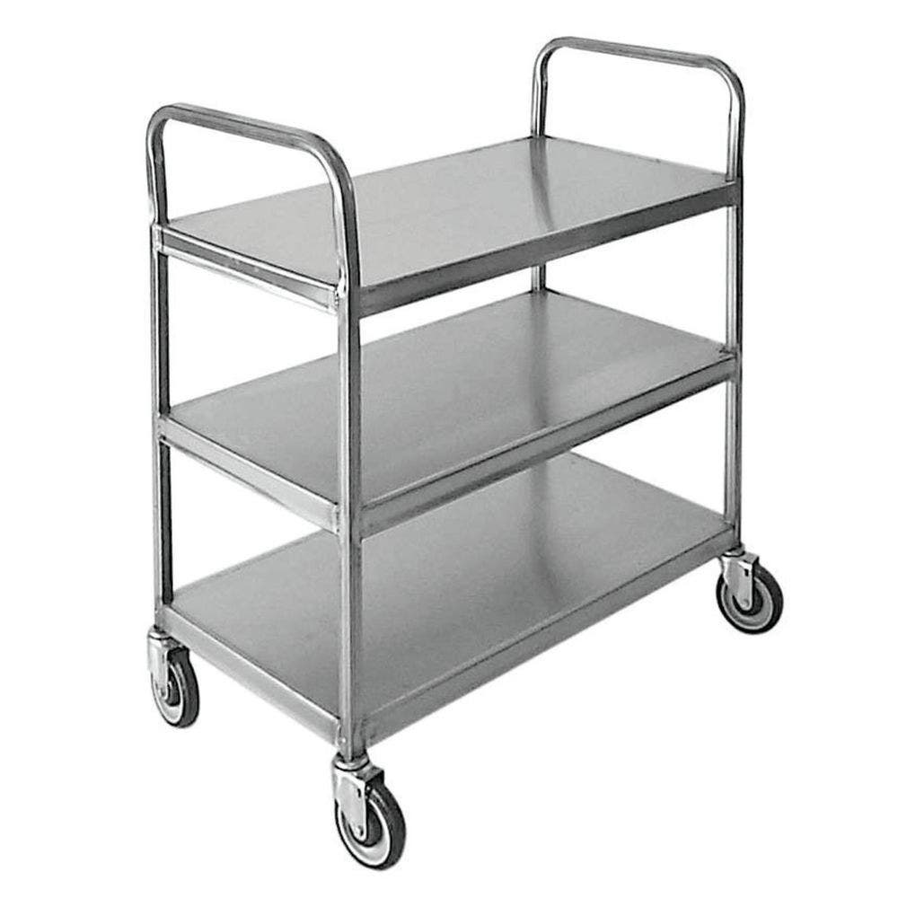 Central Exclusive Stainless Steel 3-Shelf Utility Cart With Double Loop Handle - 39