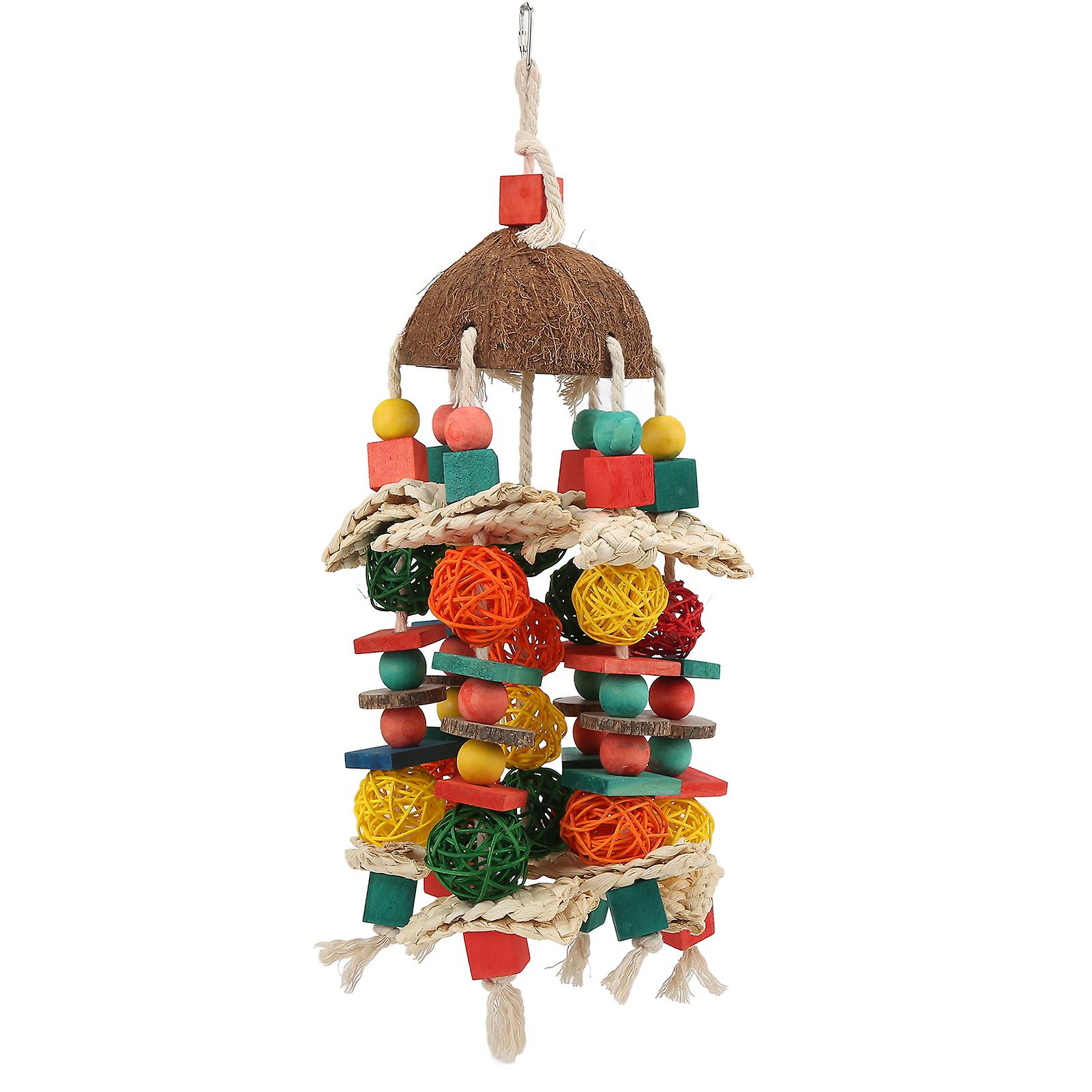 Large Parrot Block Toy Bite Resistant Hanging Bird Blocks Knots For African Grey Macaws Cockatoos