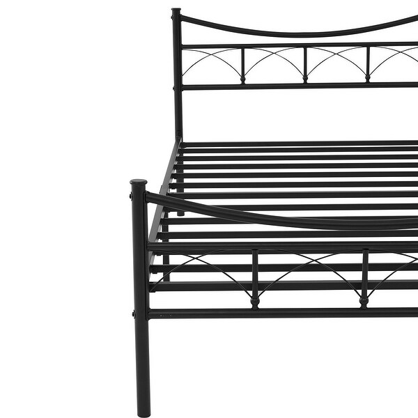 Taomika 3-pieces Bedroom Set，Black Platform Bed and Retro Nightstands Set of 2 - - 36146934