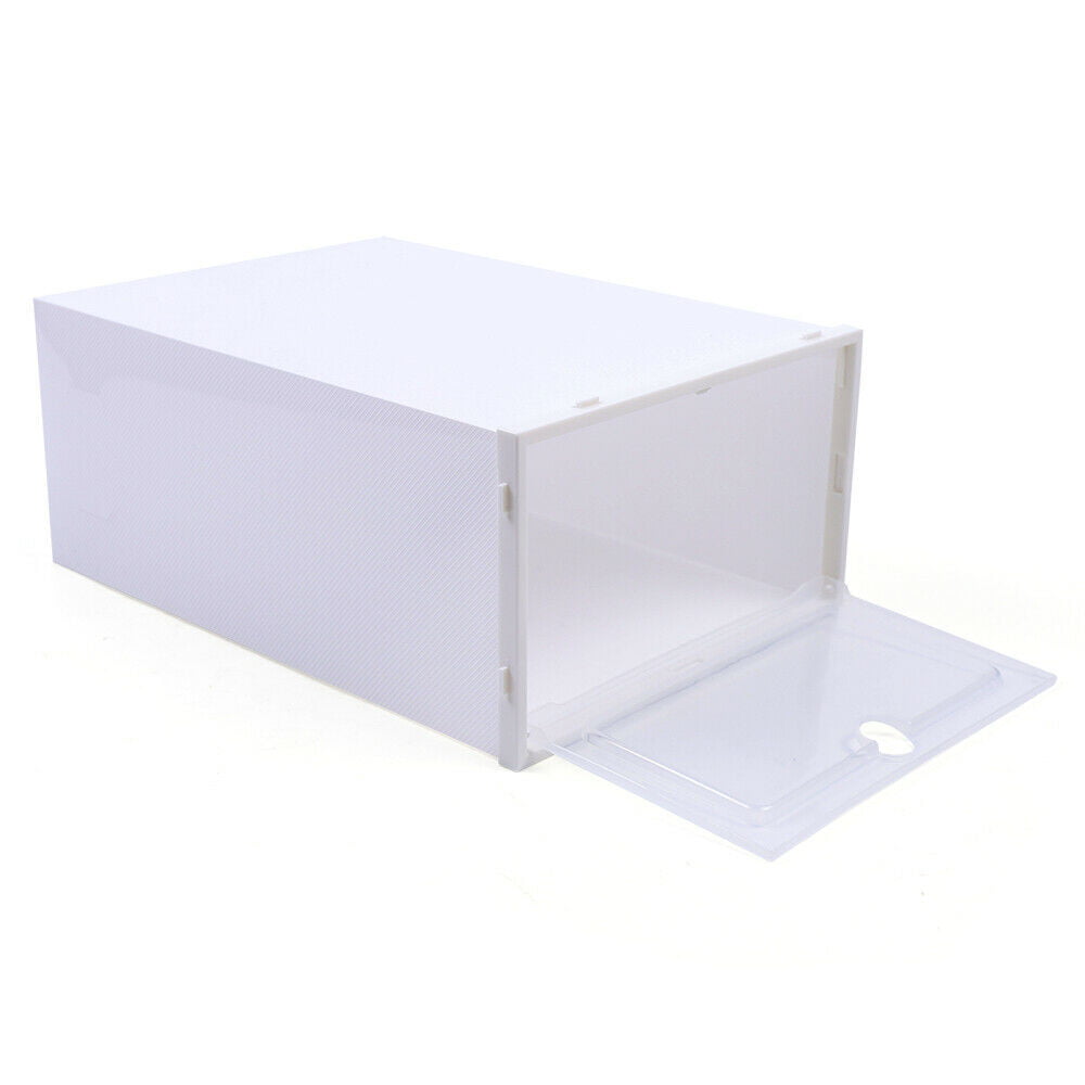 Anqidi 24Pcs Shoe Organizer， Foldable White Plastic Shoe Storage Boxes 12.99*9.06*5.51 In