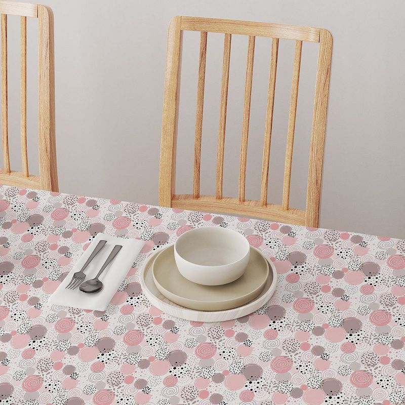 Square Tablecloth， 100% Polyester， 70x70， Decorated in Pink Dots