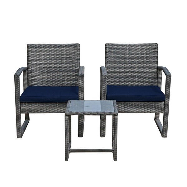 3pc. Outdoor Cushioned Wicker Chat Set