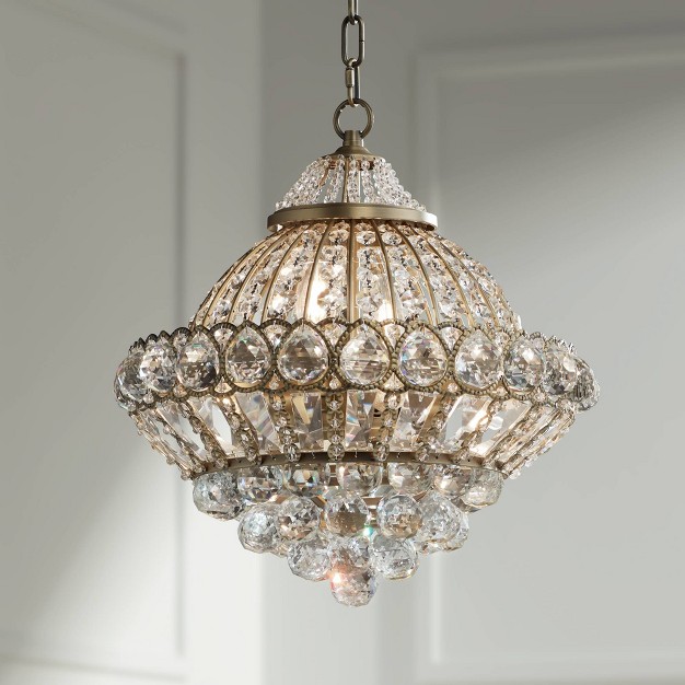 Wide French Crystal Glass 6 light Fixture For Dining Room House Kitchen Island Entryway