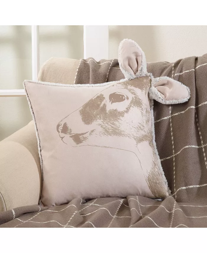 Saro Lifestyle Deer Head Throw Pillow， 18