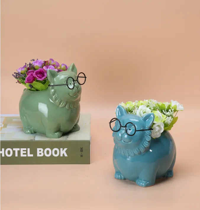 Factory custom flowerpot  succulent potted plants  Animal shaped tabletop ceramic pots for plants