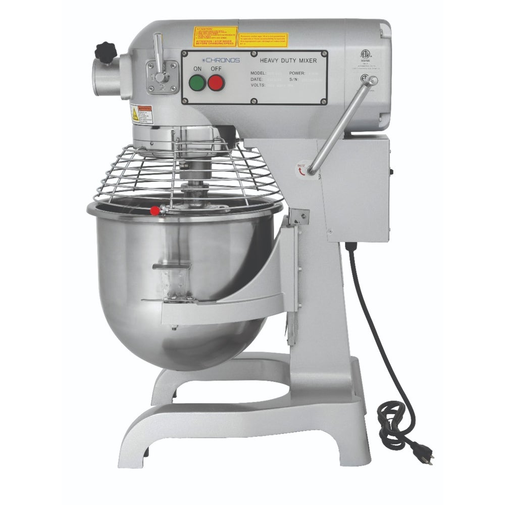 Chronos 30R-002 Commercial 20 Qt. Planetary Stand Mixer with Bowl， Guard， Accessories， and #12 Attachment Hub， 120V， 1-1/2 HP