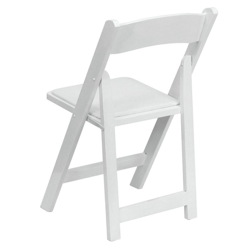 Flash Furniture Hercules Series White Wood Folding Chair with Vinyl Padded Seat XF2901WHITE