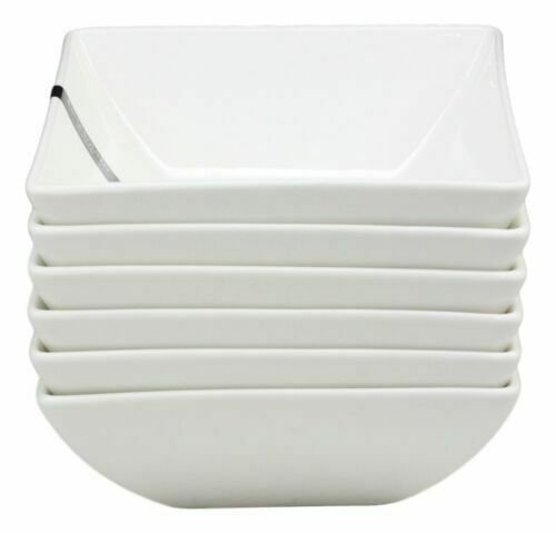 1 Pack Of 6 Kitchen Dining Contemporary White Porcelain Square Bowls 18oz 5.25W EBR02